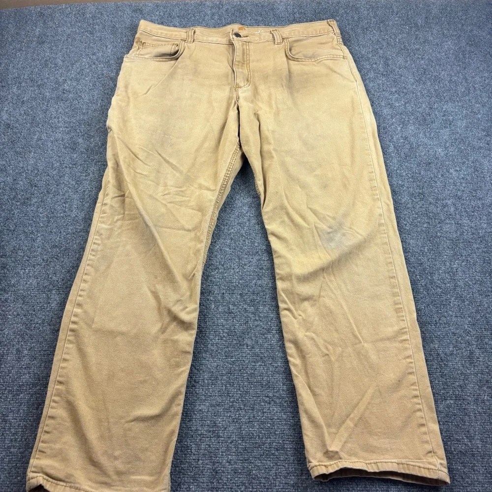CARHARTT Men’s Relaxed Fit Rugged Canvas Work Utility Pants Hickory Camel  36x30 - Picture 2 of 8
